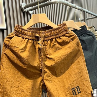 2025夏季 男士 薄款 五分潮流潮牌百搭个性 子 工装 设计感沙滩中裤 短裤