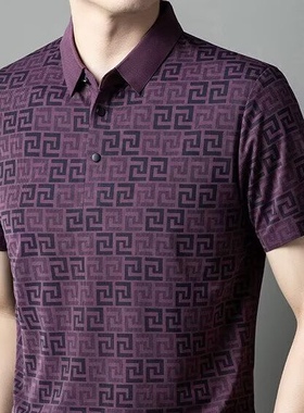 高端男士polo衫短袖夏季新款商务休闲桑蚕丝半袖翻领免烫冰丝体恤