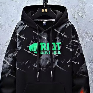 青少年秋冬款加绒加厚连帽卫衣男孩外套时尚百搭学生帅气大童男装