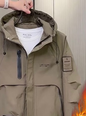 冬季新款男士棉衣外套加厚防风连帽工装夹克潮流百搭休闲冲锋衣男