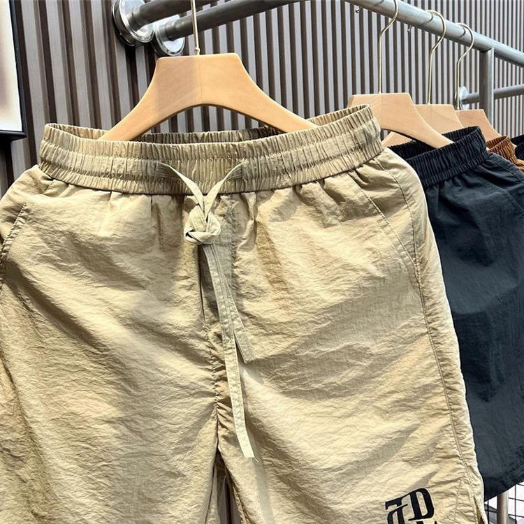 冰丝短裤男夏季速干潮牌宽松工作工装大码沙滩五分裤休闲运动裤子