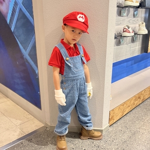 童装超级玛丽儿童马里奥演出礼服男童万圣节服装女童迪士尼游园