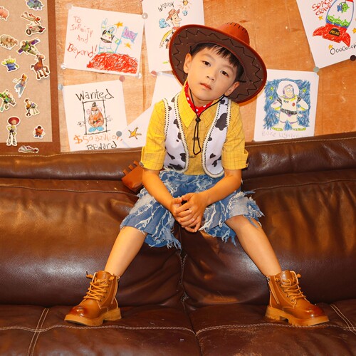 男童马甲演出服复古牛仔服装