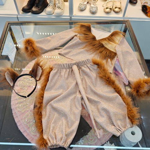 仙童堡定制儿童毛绒兔耳卫衣套装