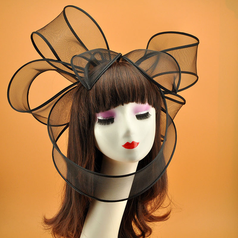 法式复古网纱蝴蝶结夸张头饰
