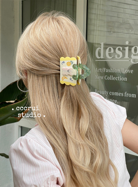 CCCRUI新款可爱卡通小熊手提包抓夹小众趣味花朵小动物鲨鱼夹发饰