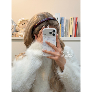 CCCRUI复古金标皮质红色发箍女高颅顶气质头箍高级感时尚压发头饰