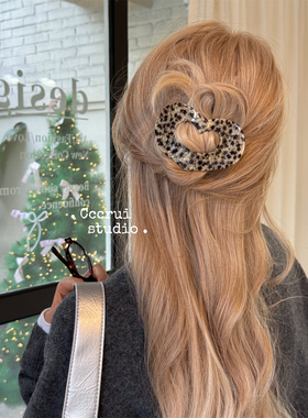 CCCRUI不硌头！新款波点爱心扁平抓夹豹纹巨好看后脑勺盘发夹发饰