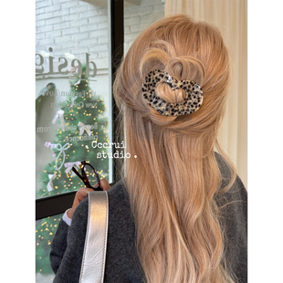 CCCRUI不硌头！新款波点爱心扁平抓夹豹纹巨好看后脑勺盘发夹发饰