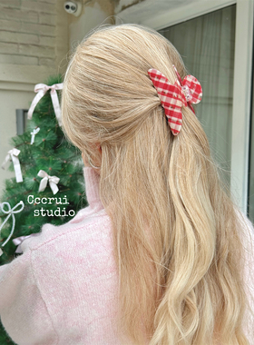 CCCRUI新款基础百搭格纹简约抓夹韩系高级感气质鲨鱼夹后脑勺发饰