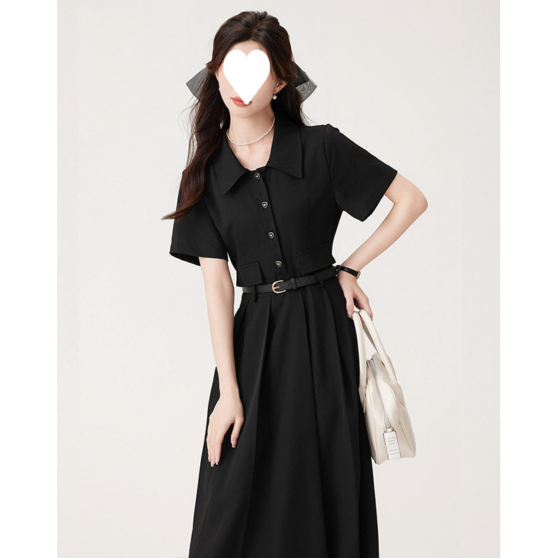 半口仙气法式黑色短袖正