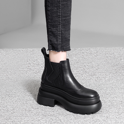龙猫叔小个子厚底增高切尔西短靴