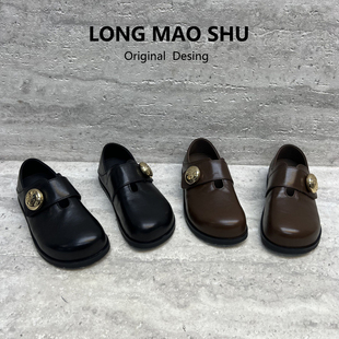 英伦小皮鞋 欧洲站女鞋 欧货真皮平底圆头魔术贴乐福鞋 新款 2026春季