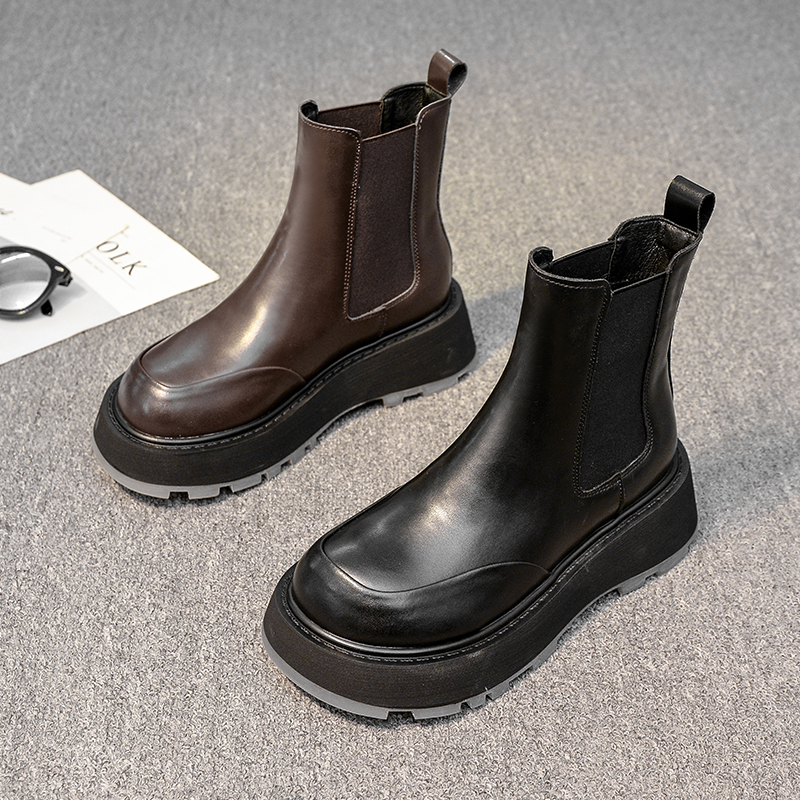 龙猫叔娃娃头松糕厚底切尔西短靴