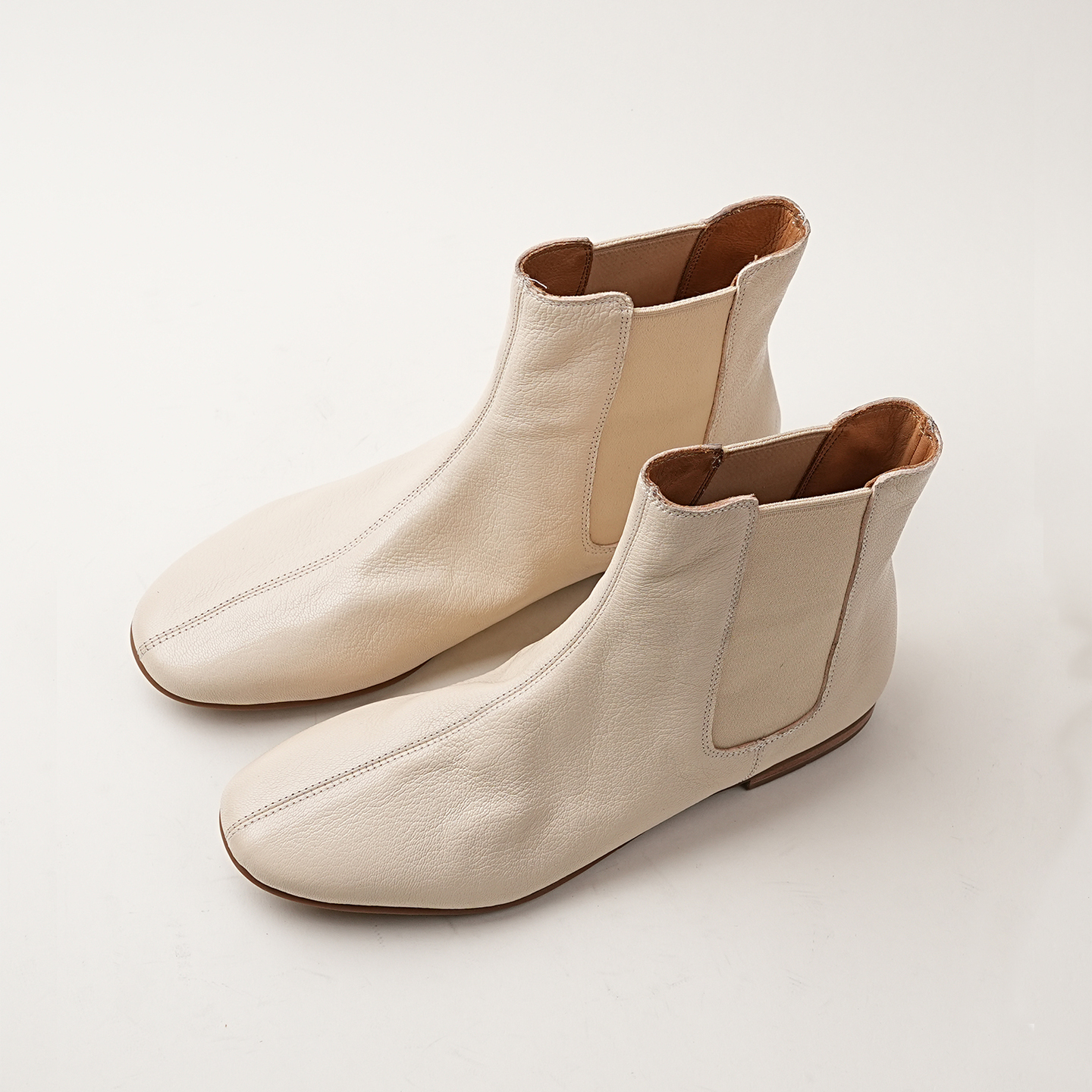 龙猫叔真皮平底切尔西短靴女