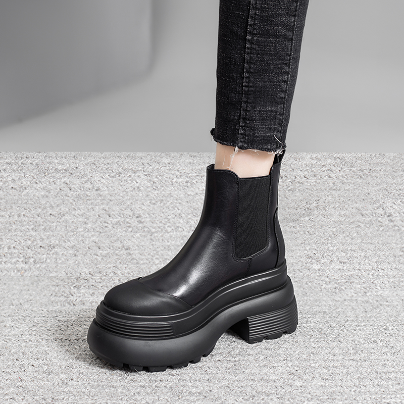 龙猫叔小个子厚底切尔西短靴女