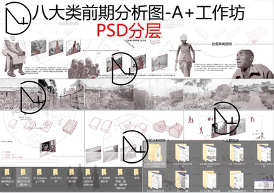 八大类前期分析图PSD分层 基地现状/历史文脉/区位设计/功能流线