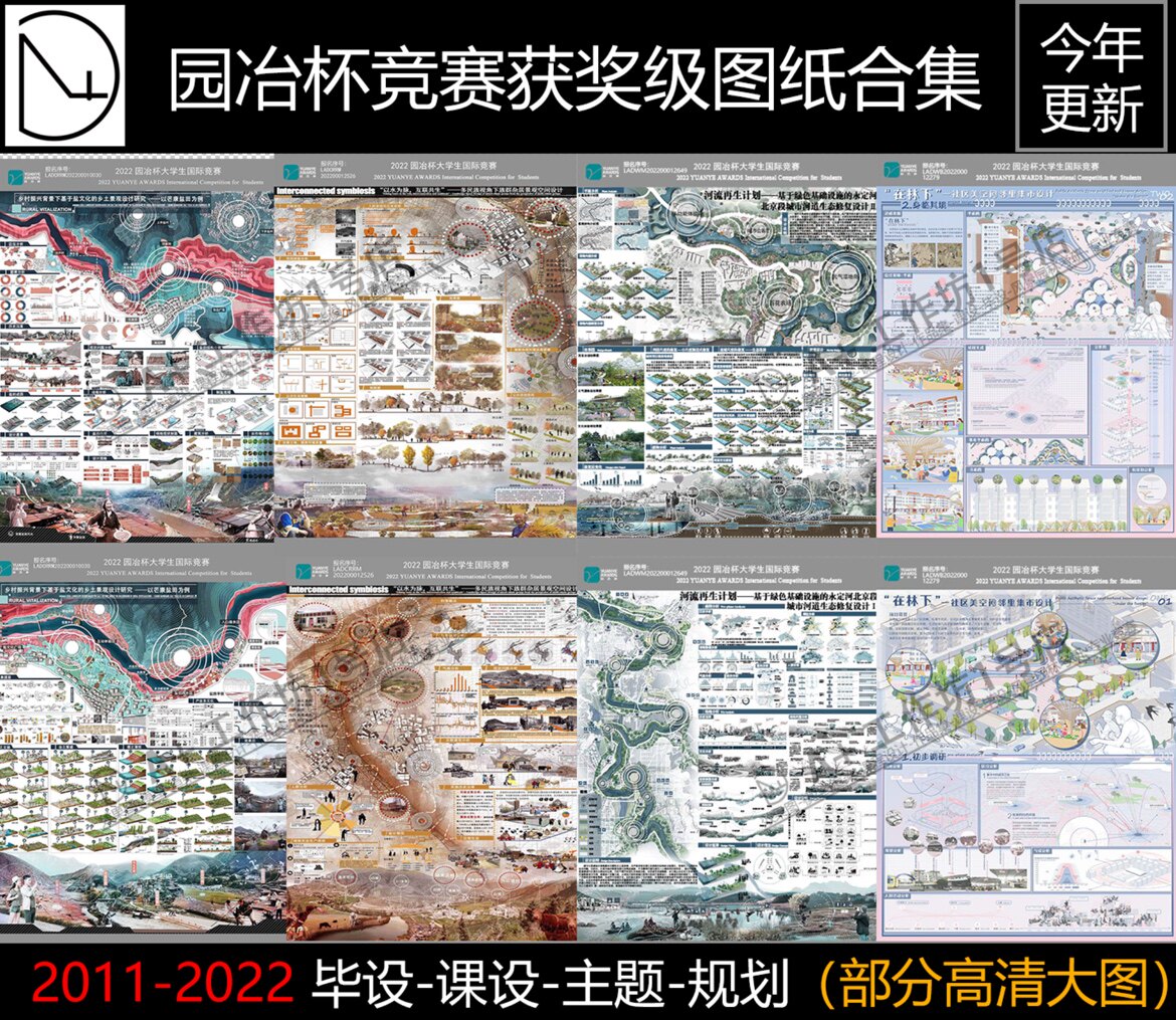 2022园冶杯风景园林竞赛获奖作品图纸历年展板模板排版景观城规