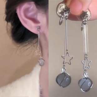 「星星诉说」无耳洞长款星星小众设计感耳钉气质长款显瘦脸蚊香盘