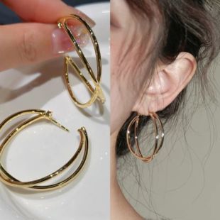 无耳洞「旋转风车」可转动交叉大耳圈时尚夸张大圆圈气质蚊香盘耳