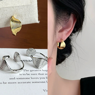无耳洞「几何扭扭」扭曲C圈耳圈高级感轻奢百搭无痛蚊香盘耳夹