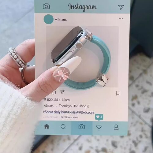 D字皮革手镯适用iWatch10表带
