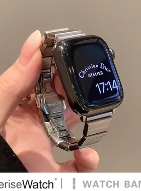 适用苹果AppleiWatch10s9s8s76金属高级感SE21高级男女小蛮腰表带