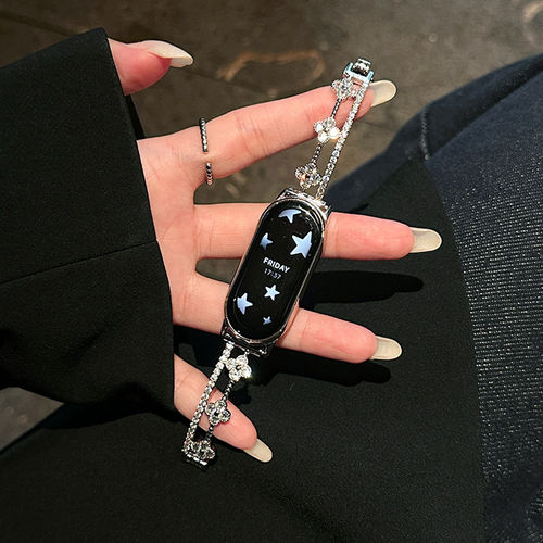 四叶草适用小米手环10表带花朵8pro金属手镯小米9nfc女款苹果s11