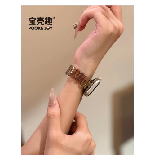 适用苹果手表s11表带Applewatch10椭圆树脂百搭醋酸s9s8高级女se3