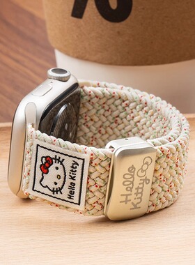 适用iwatch10表带苹果S9手表Applewatch8新款KT猫编织10尼龙S87夏