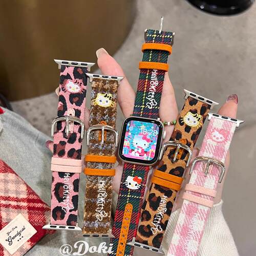 格纹毛呢凯蒂猫iWatch109876表带