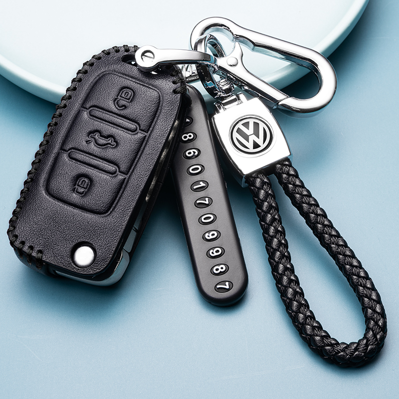 适用于福斯新Bora钥匙套朗逸Passat速腾polo高尔夫6汽车真皮包扣