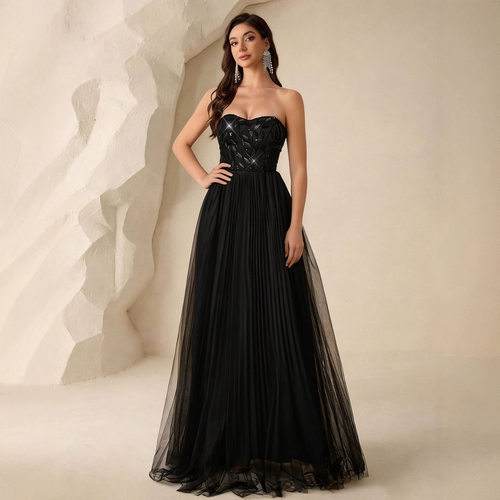 外贸礼服性感生日长裙绑带裙 sexy birthday party dresses black