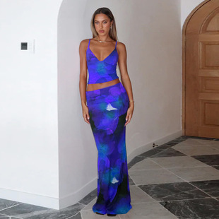 beach dress for women two pieces suits lady wear print long