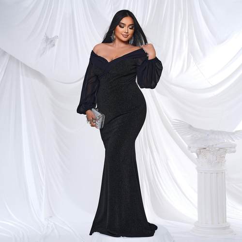 Plus Size Sequin Dress Evening Dress 4XL大码婚礼裙生日礼服