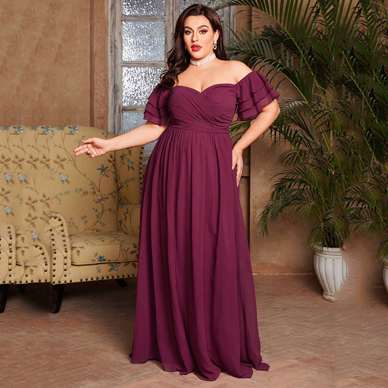 欧美加大码胖mm妹妹晚会年会礼服 plus size evening party dress