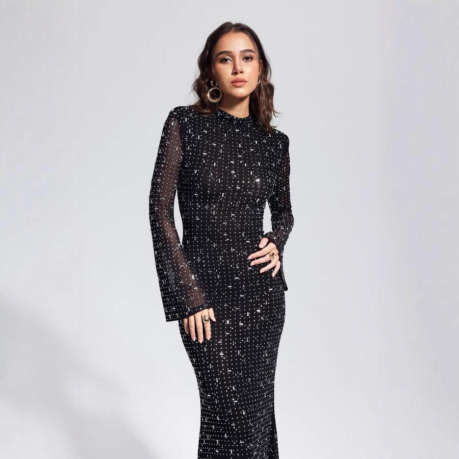 外贸礼服长裙连衣裙时尚性感透视连衣裙子 sexy birthday dresses