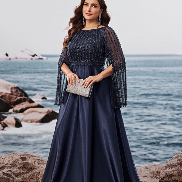 外贸礼服长裙跨境大码亮片礼服宴会晚礼服 evening party dresses