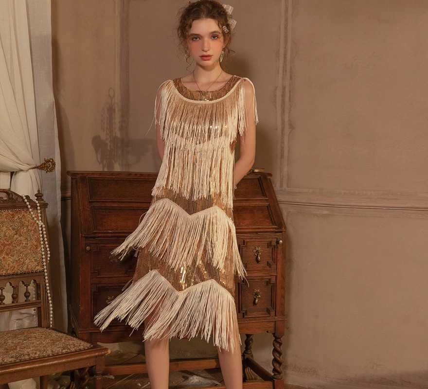 欧美新款晚礼服生日亮片奢华长款宴会礼服 party dress gold new