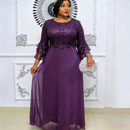 非洲欧美女装大码新款重工连衣裙子 Africa female dress Mom new