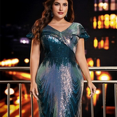 4XL size 礼服长裙 大码 sexy Plus Gown Dress Evening Birthday