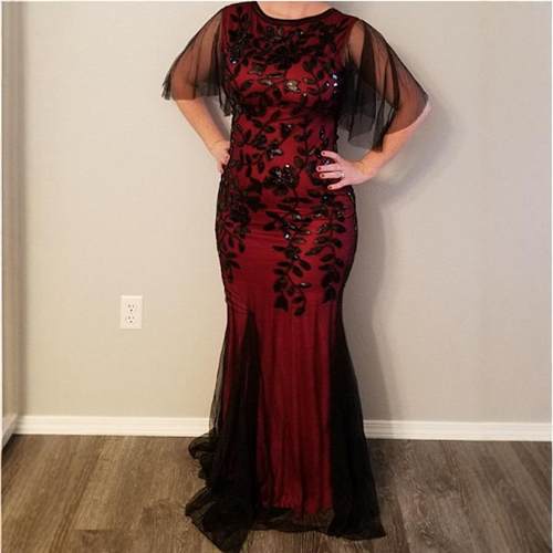 欧美风时尚大码亮片长裙