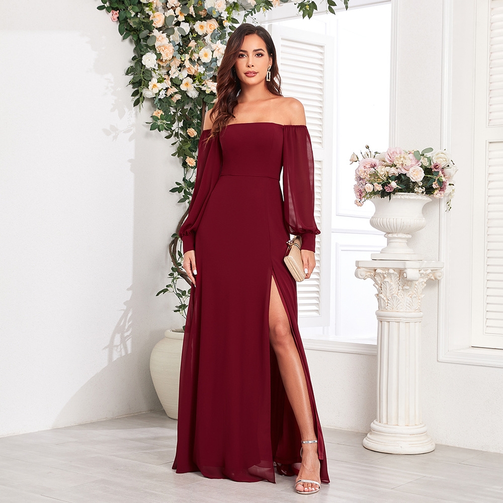 New Sequin Evening Dress Long Sleeve Party Prom Gown 礼服裙