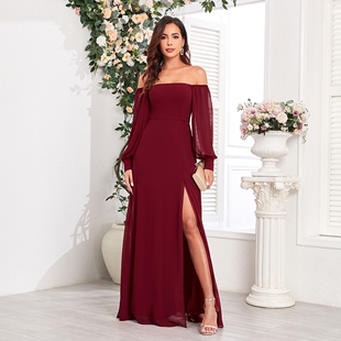 New Sleeve Gown 礼服裙 Long Prom Dress Evening Sequin Party