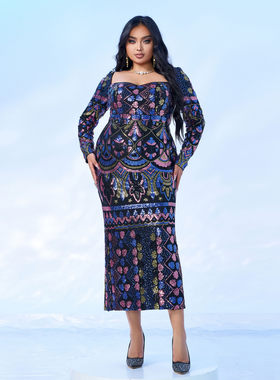 大码胖妹妹连衣裙欧美礼服裙生日聚会加大码裙子 plus size dress