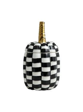 现代轻奢手绘陶瓷黑白格南瓜苹果菠萝装饰罐饭店餐厅酒柜创意摆件