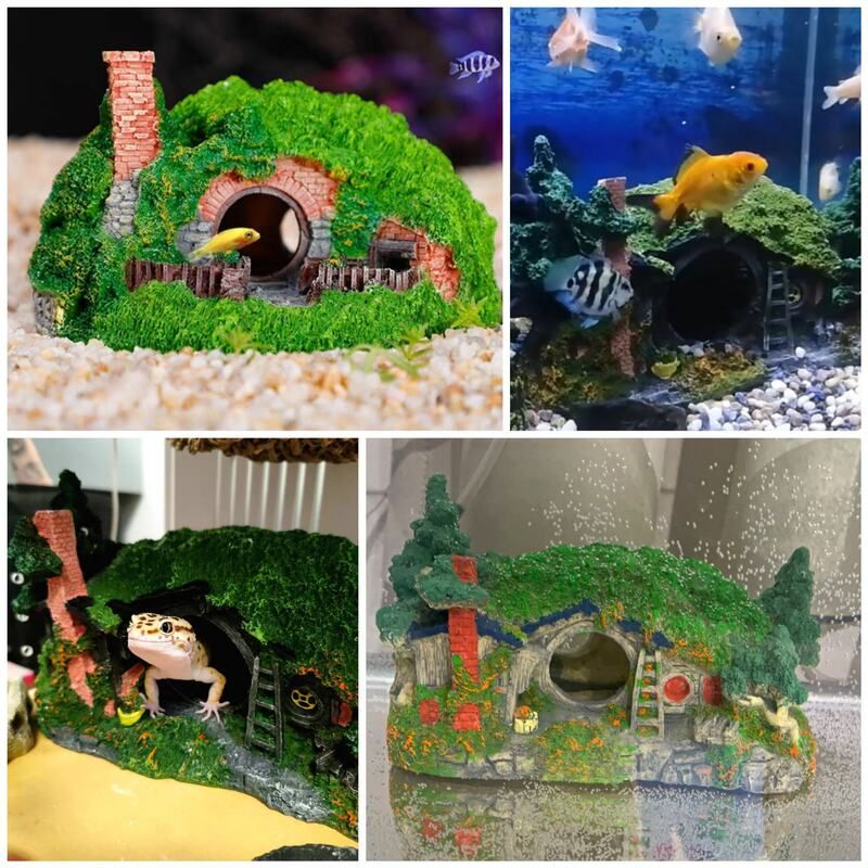 鱼缸造景霍比特小屋躲避穴