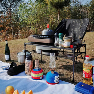 韩国SNOWLINE雪线徒步魔方桌轻量化碳纤维易收纳折叠桌黑化露营桌