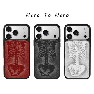 13朋克12暗黑风手机壳 原创15高级1艺术小众14潮酷个性 白色枯骨 适用苹果小米手机壳17promax磁吸iPhone16新款