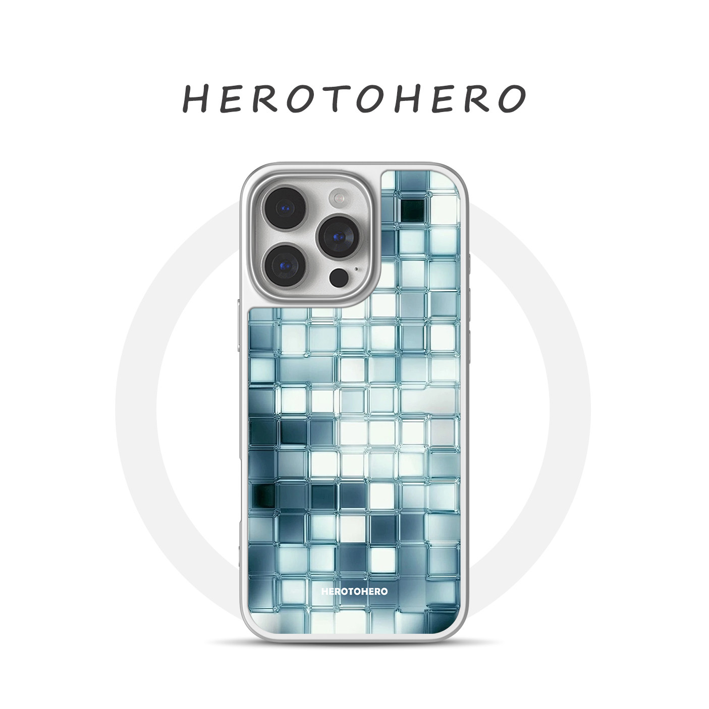 冰蓝马赛克 适用苹果华为小米手机壳17promax磁吸iPhon